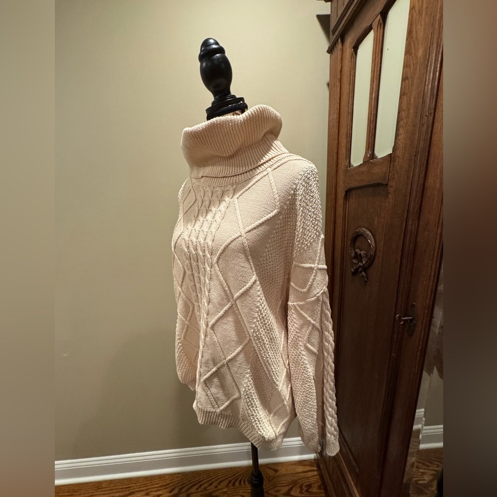Cozy Cream-Colored Cable Knit Sweater